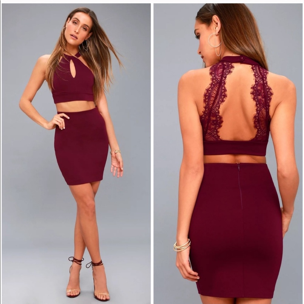 Lulu’s Chic My Interest Lace Two-Piece Dress